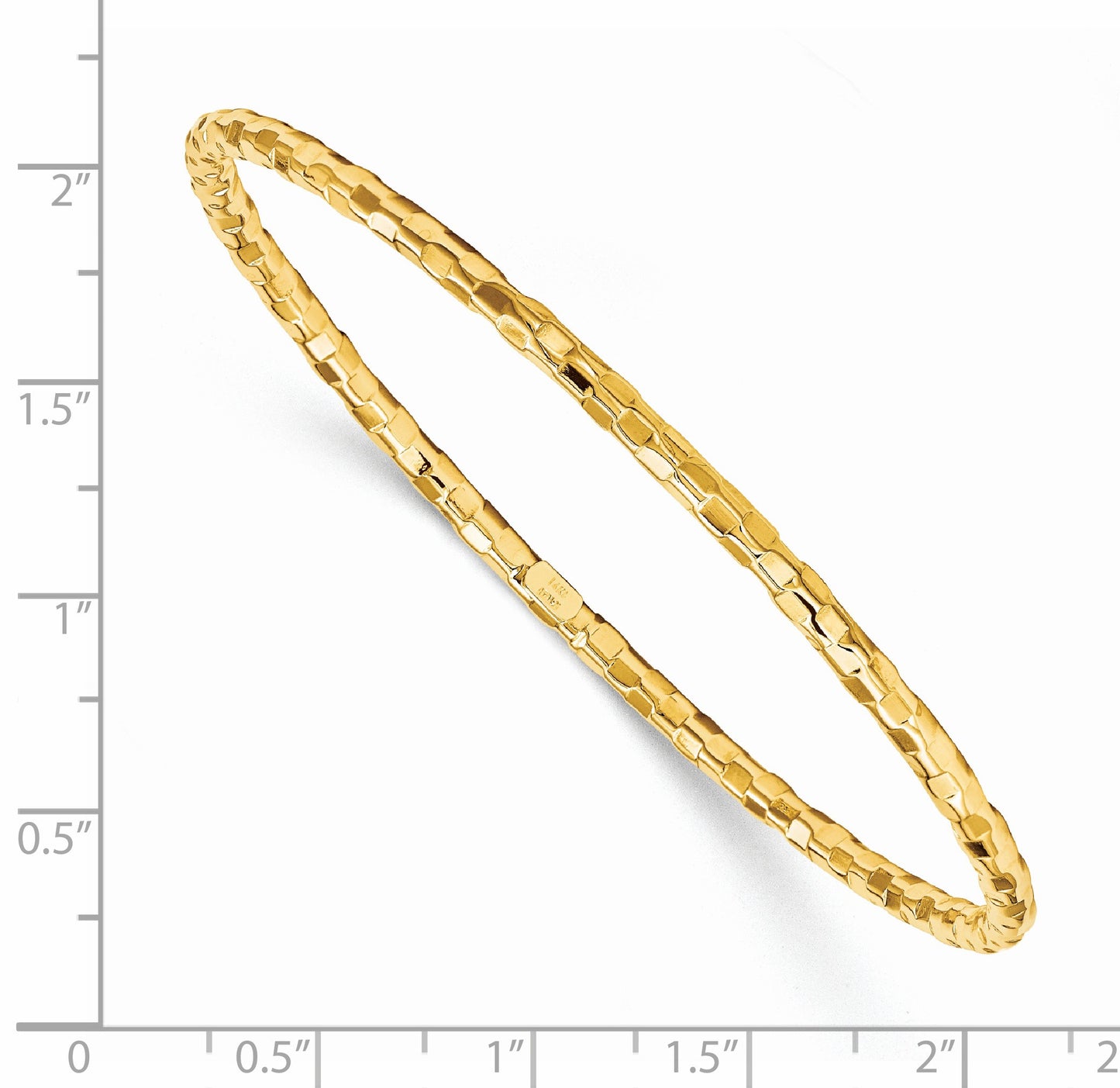 14k Polished Textured 3.00mm Slip-on Round Bangle Bracelet