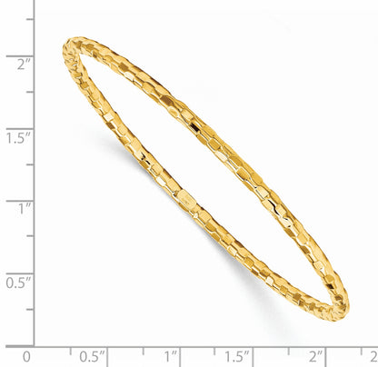 14k Polished Textured 3.00mm Slip-on Round Bangle Bracelet