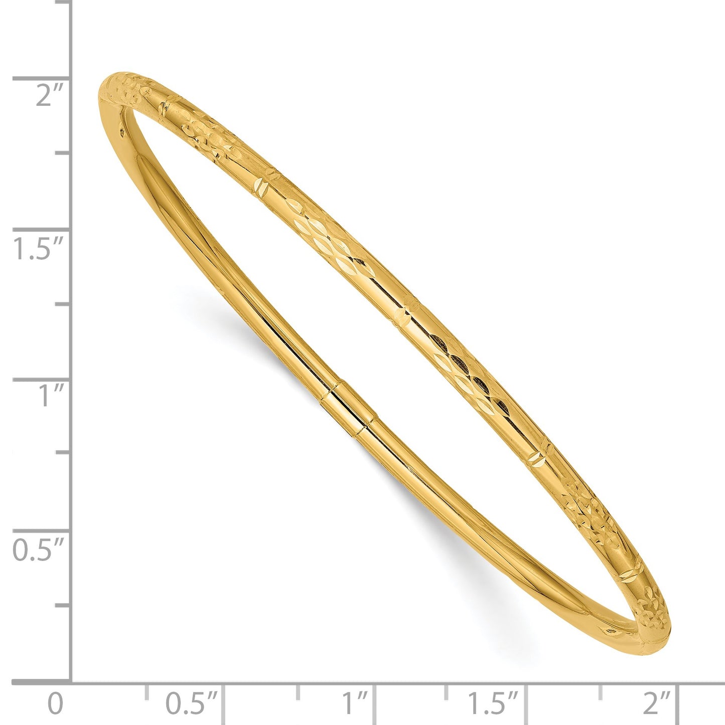 14k Polished Diamond-cut 3.00mm Slip-on Round Bangle Bracelet