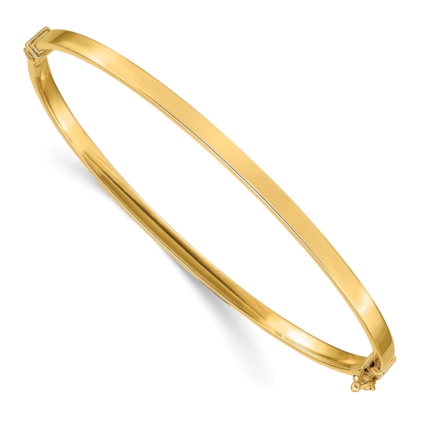 14k Polished 3.00mm Hinged Oval Bangle Bracelet