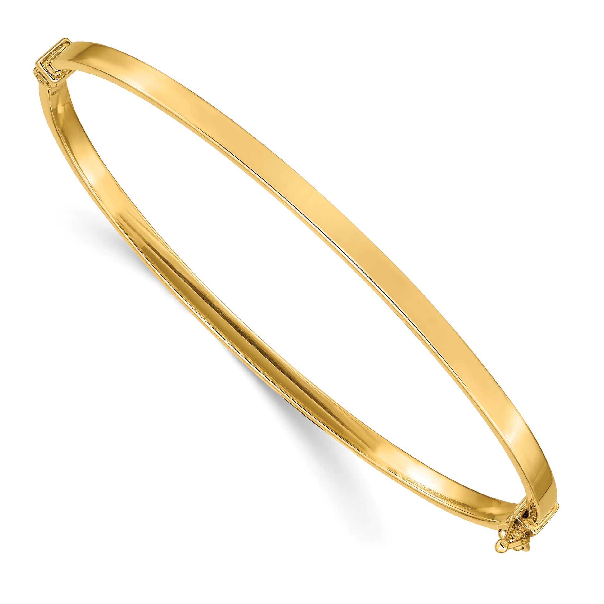 14k Polished 3.00mm Hinged Oval Bangle Bracelet