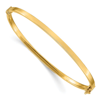 14k Polished 3.00mm Hinged Oval Bangle Bracelet