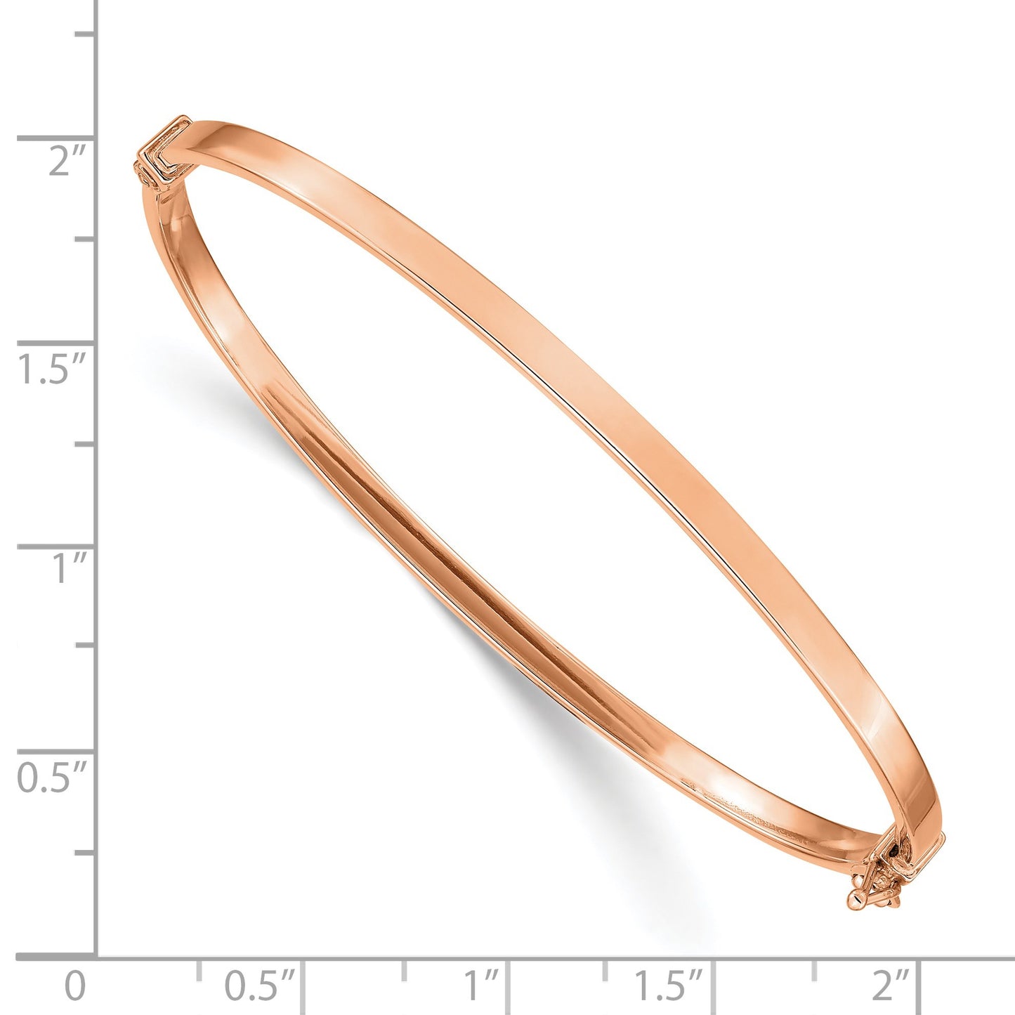 14k Rose Gold Polished 3.00mm Hinged Oval Bangle Bracelet