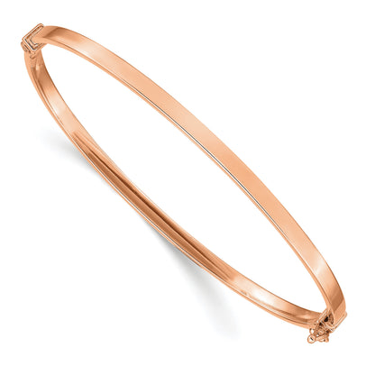 14k Rose Gold Polished 3.00mm Hinged Oval Bangle Bracelet