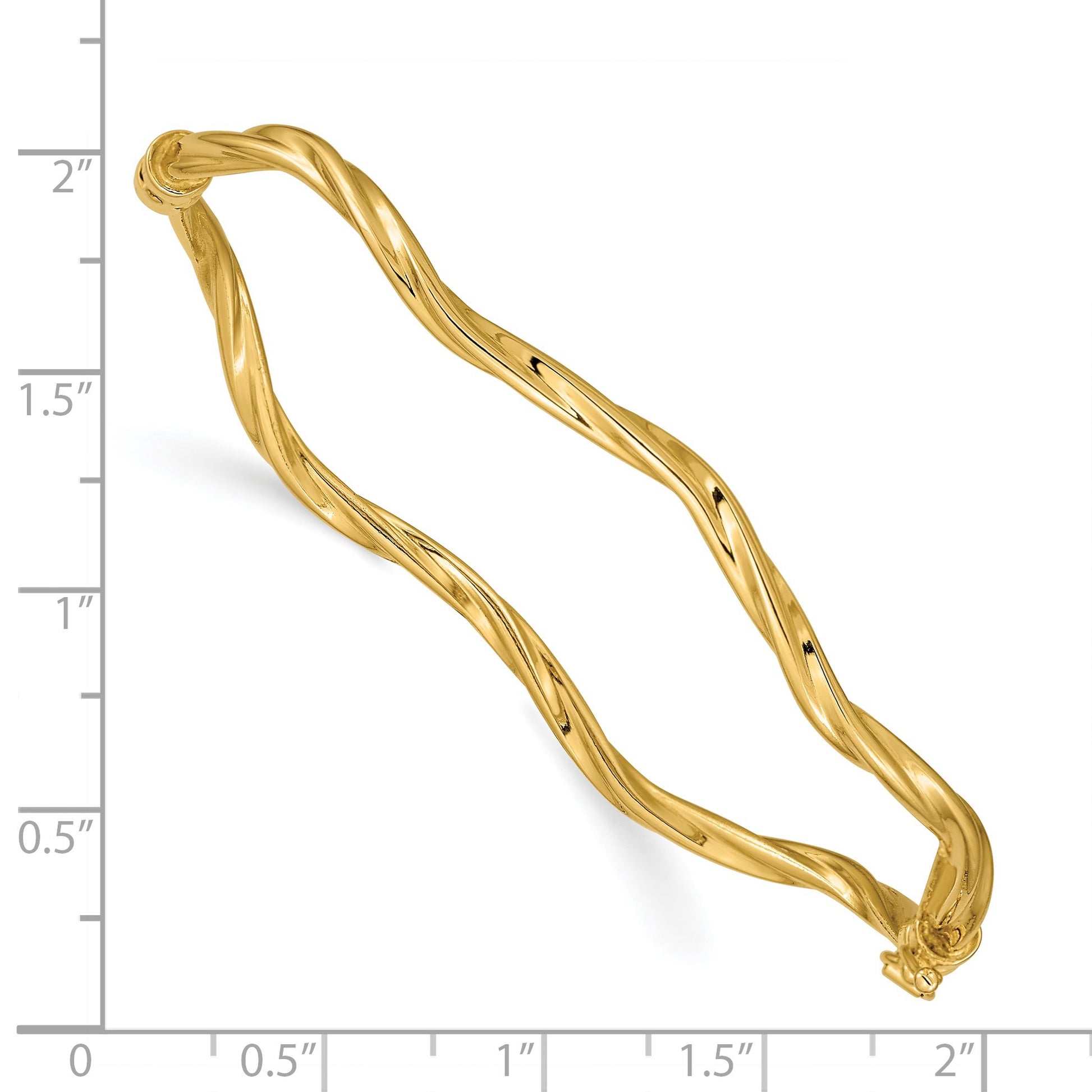 14k Polished Twisted 3.00mm Hinged Oval Bangle Bracelet