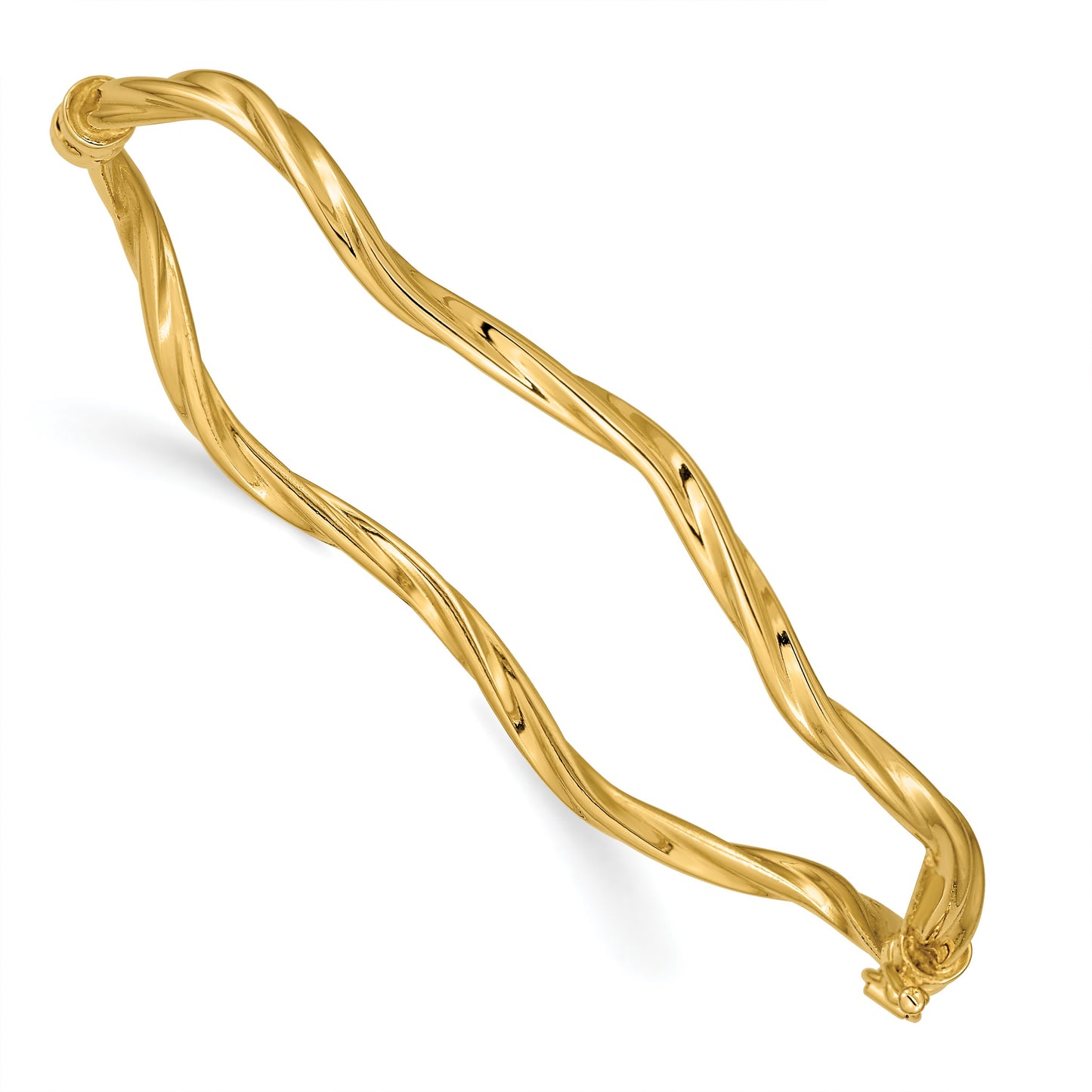 14k Polished Twisted 3.00mm Hinged Oval Bangle Bracelet