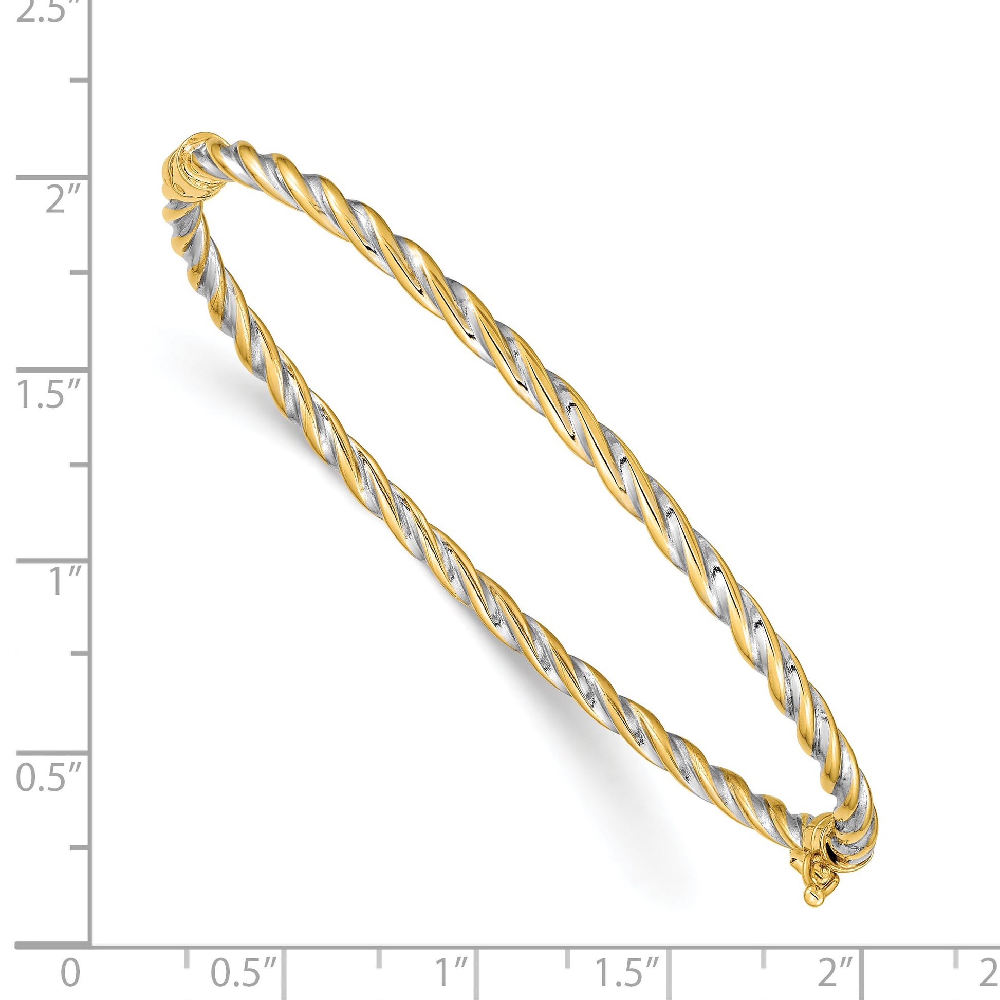 14k Two-Tone Polished 3.00mm Hinged Bangle Oval Bracelet