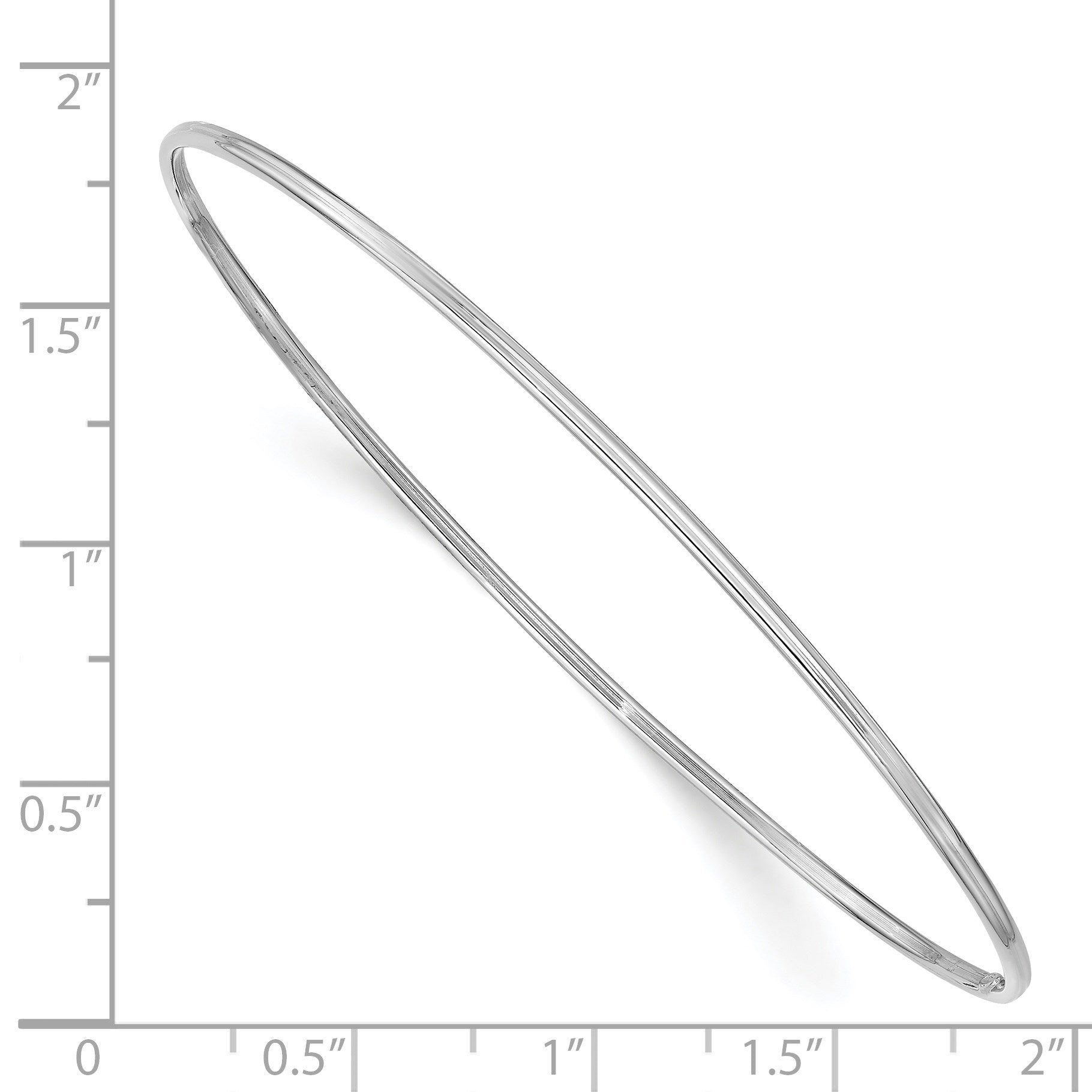 14k White Gold Polished 1.50mm Slip-on Round Bangle Bracelet