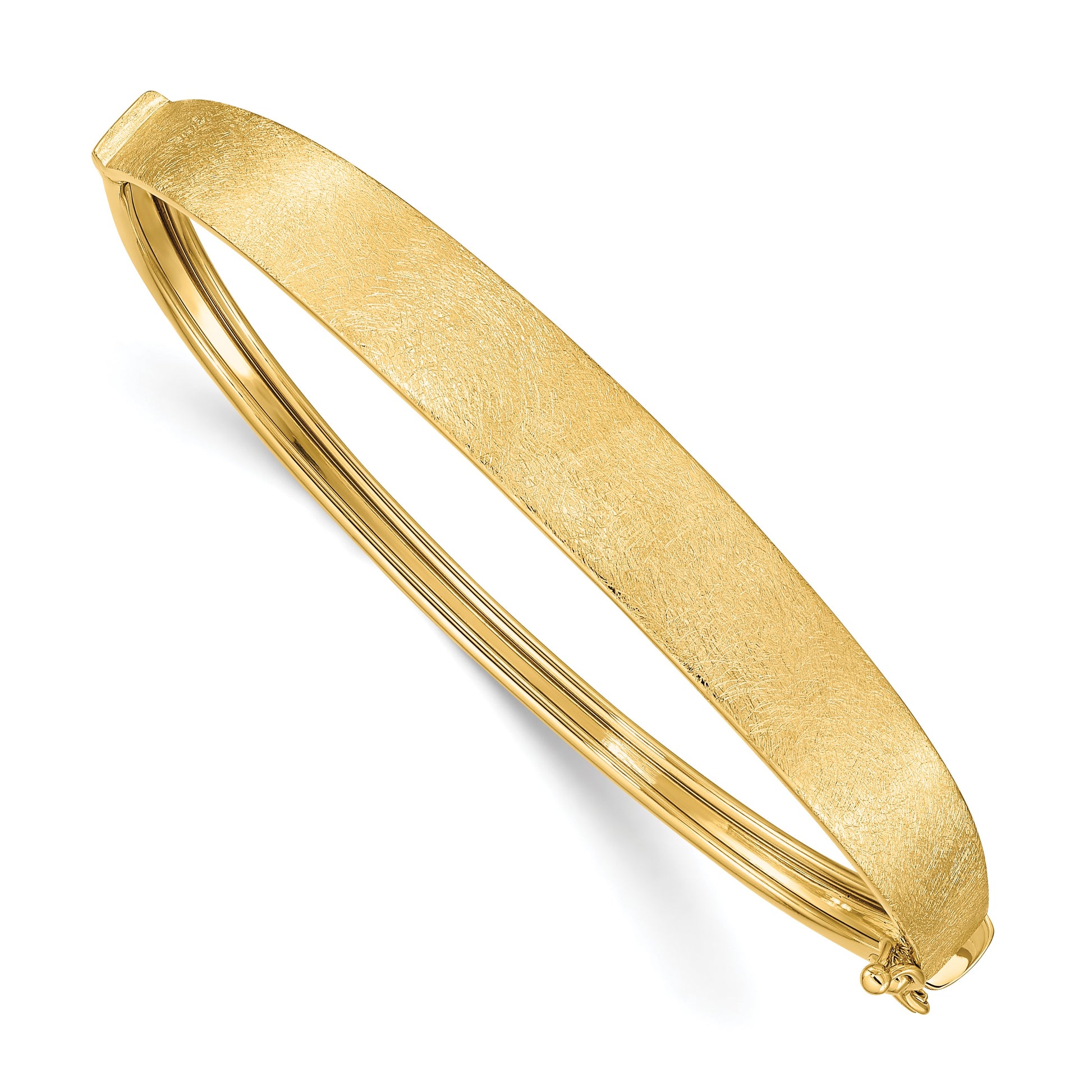 14k Satin Finish Graduated 8.00mm Hinged Oval Bangle Bracelet