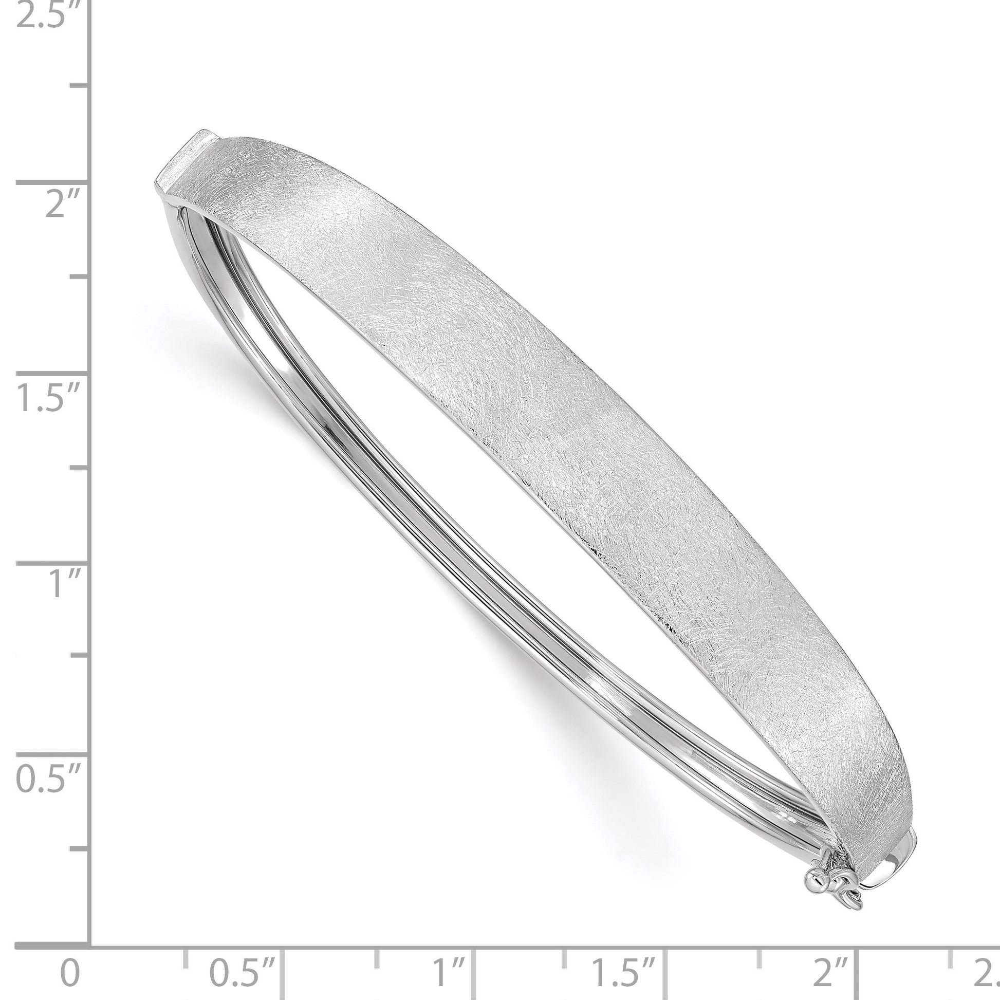 14k White Gold Satin Finish Graduated 8.00mm Hinged Oval Bangle Bracelet