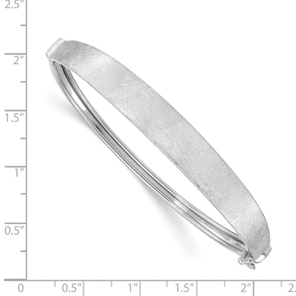14k White Gold Satin Finish Graduated 8.00mm Hinged Oval Bangle Bracelet
