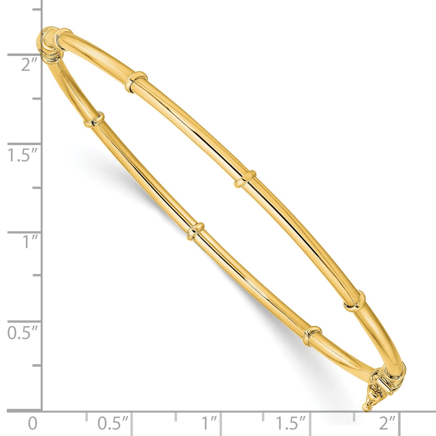 14K Polished Fancy 3.50mm Hinged Oval Bangle Bracelet
