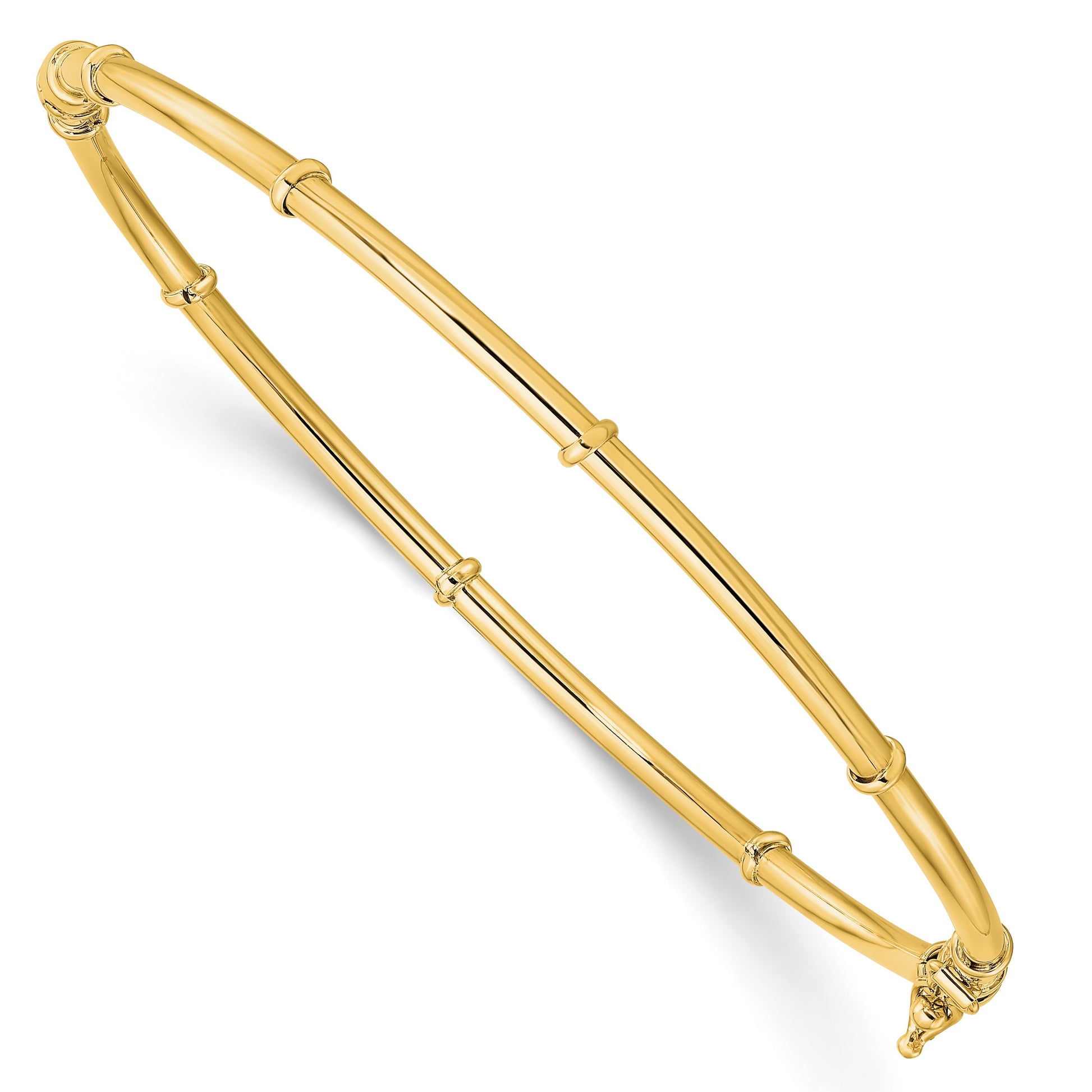 14K Polished Fancy 3.50mm Hinged Oval Bangle Bracelet