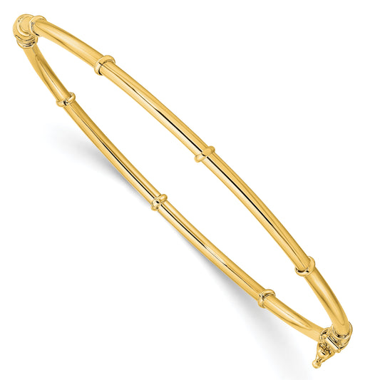 14K Polished Fancy 3.50mm Hinged Oval Bangle Bracelet