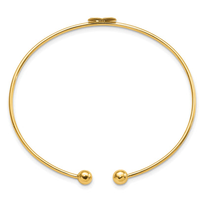 14K Polished Heart 1.50mm Flexible Oval Bangle Bracelet