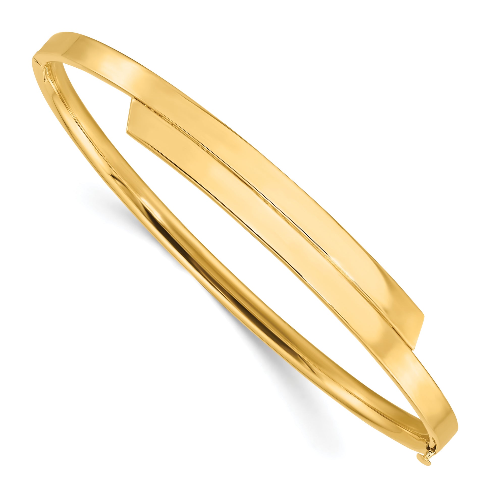 14k 2/16 Polished Bypass 3.65mm Hinged Round Bangle Bracelet