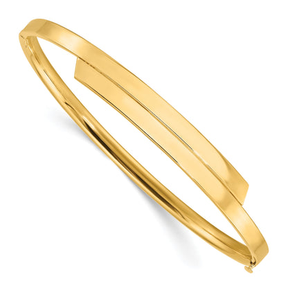 14k 2/16 Polished Bypass 3.65mm Hinged Round Bangle Bracelet