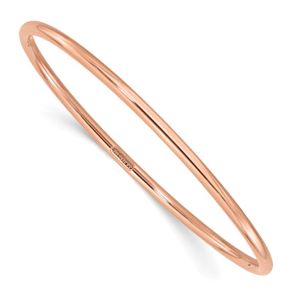 14k Rose Gold Polished 3.00mm Slip-on Round Bangle Bracelet