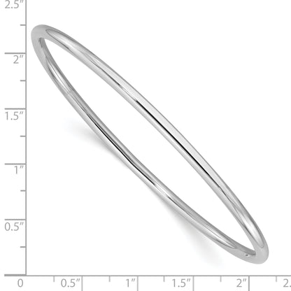 14k White Gold Polished 3.00mm Slip-on Round Bangle Bracelet