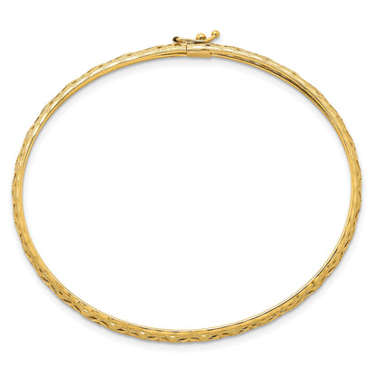 14k Polished Laser and Diamond-cut 6.15mm Fancy Pierced Design Flexible Oval Bangle Bracelet