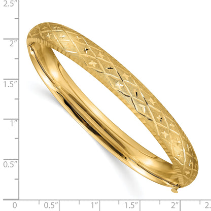 14k 5/16 Diamond-cut Fancy 8.75mm Hinged Oval Bangle Bracelet
