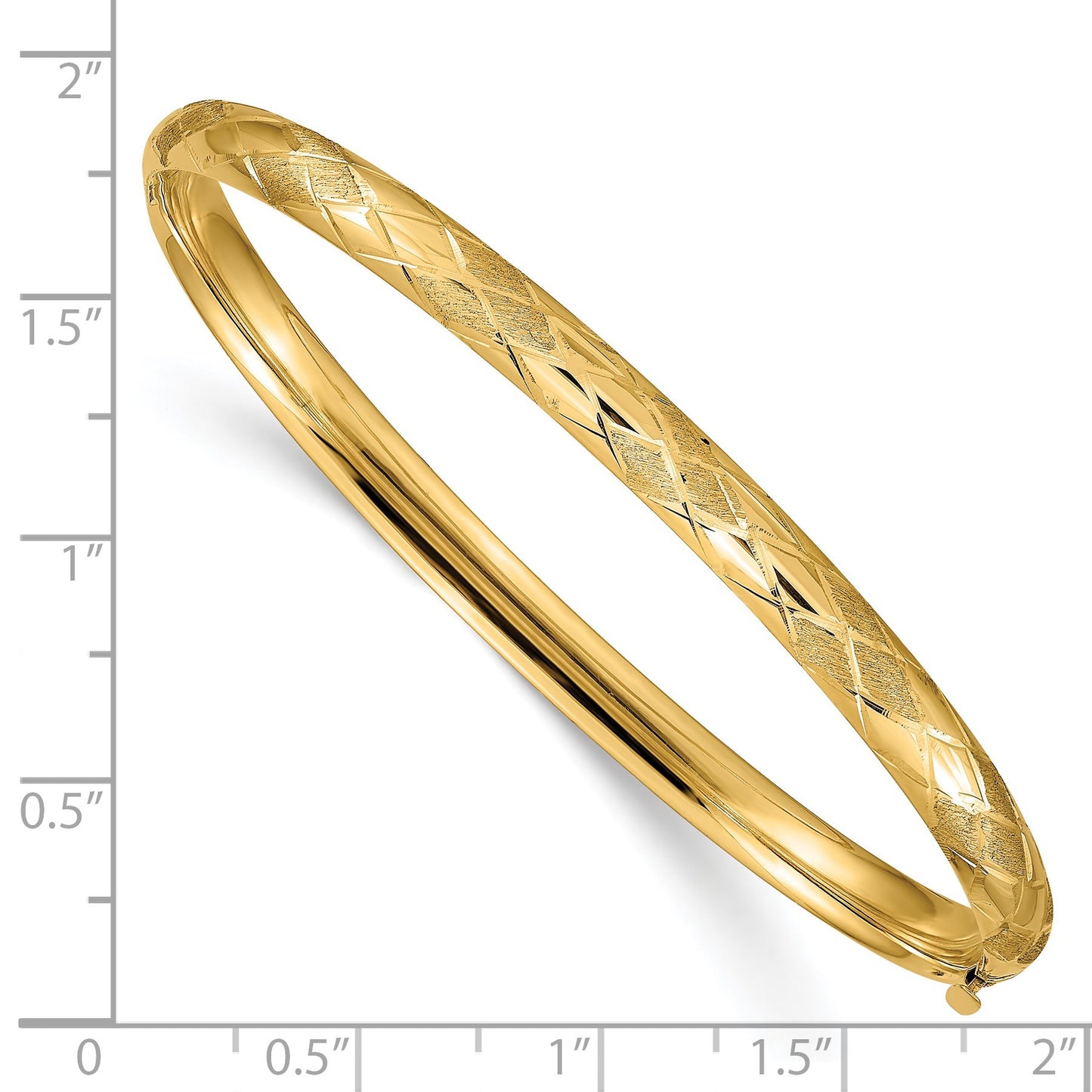 14k 3/16 Diamond-cut Fancy 4.75mm Hinged Oval Bangle Bracelet