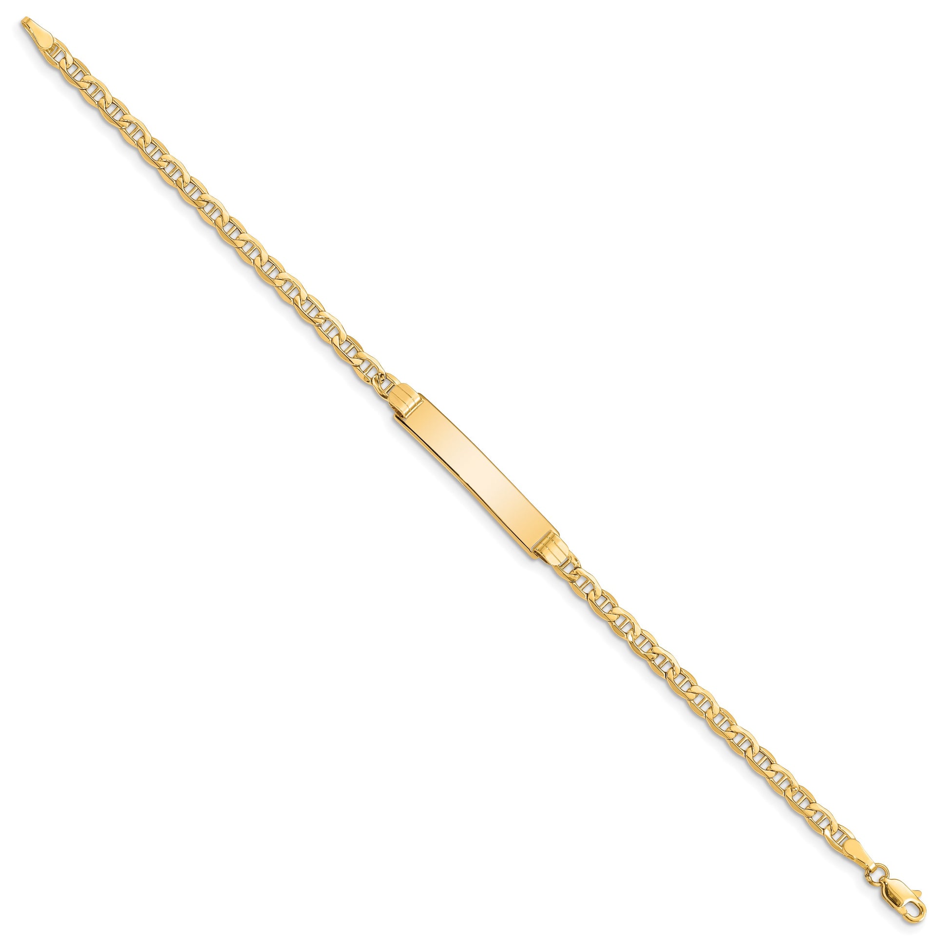 14k Polished Semi-Solid Chain/Solid Plate Anchor Link 25.5x5mm Plate 7 inch ID Bracelet