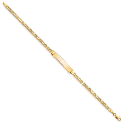 14k Polished Semi-Solid Chain/Solid Plate Anchor Link 25.5x5mm Plate 7 inch ID Bracelet