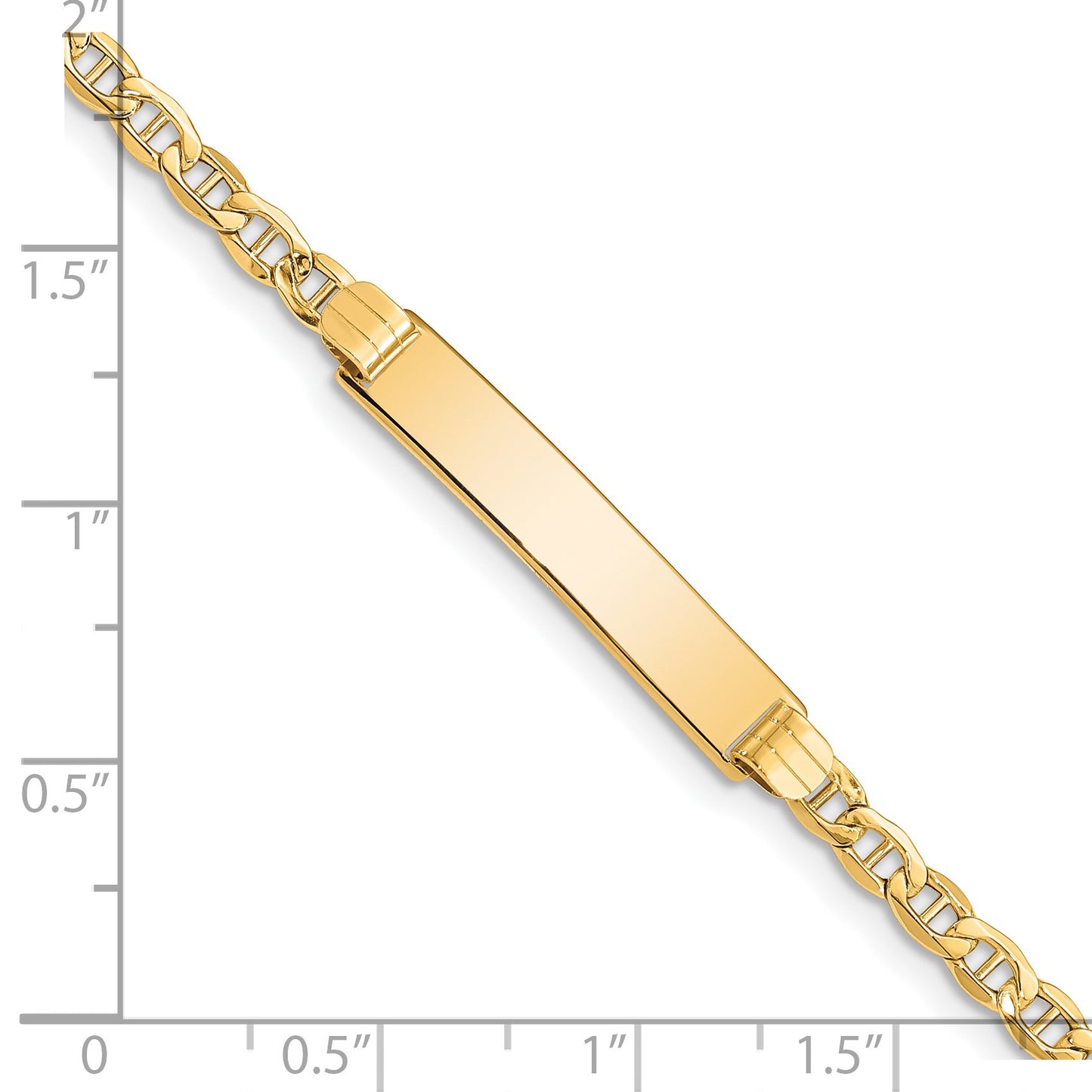 14k Polished Semi-Solid Chain/Solid Plate Anchor Link 25.5x5mm Plate 7 inch ID Bracelet