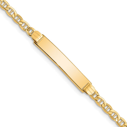 14k Polished Semi-Solid Chain/Solid Plate Anchor Link 25.5x5mm Plate 7 inch ID Bracelet