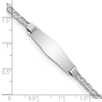 14k White Gold Polished Semi-Solid Chain/Solid Plate Anchor Link Soft Diamond Shape 25.5x7.8mm Plate 8 inch ID Bracelet