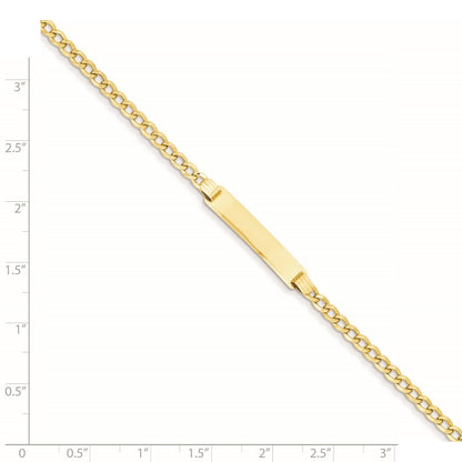 14k Polished Semi-Solid Chain/Solid Plate Cuban Link 25.5x5mm Plate 7 inch ID Bracelet