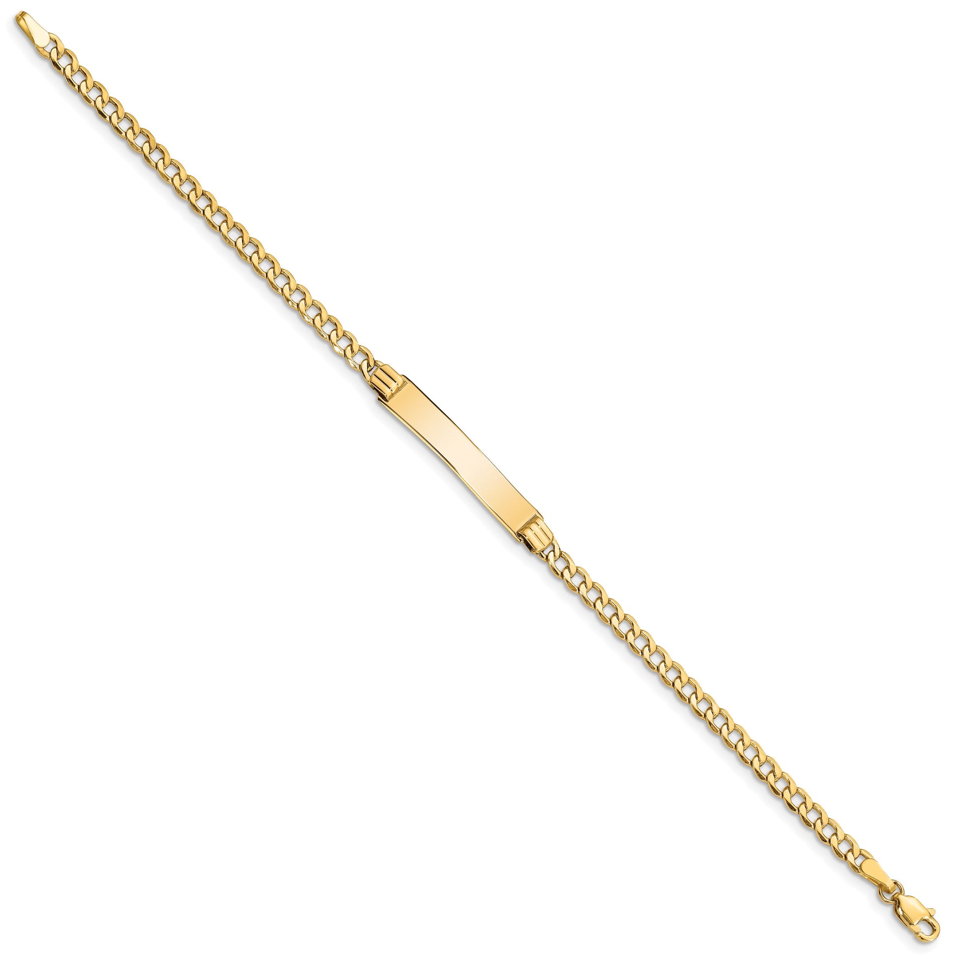 14k Polished Semi-Solid Chain/Solid Plate Cuban Link 25.5x5mm Plate 8 inch ID Bracelet