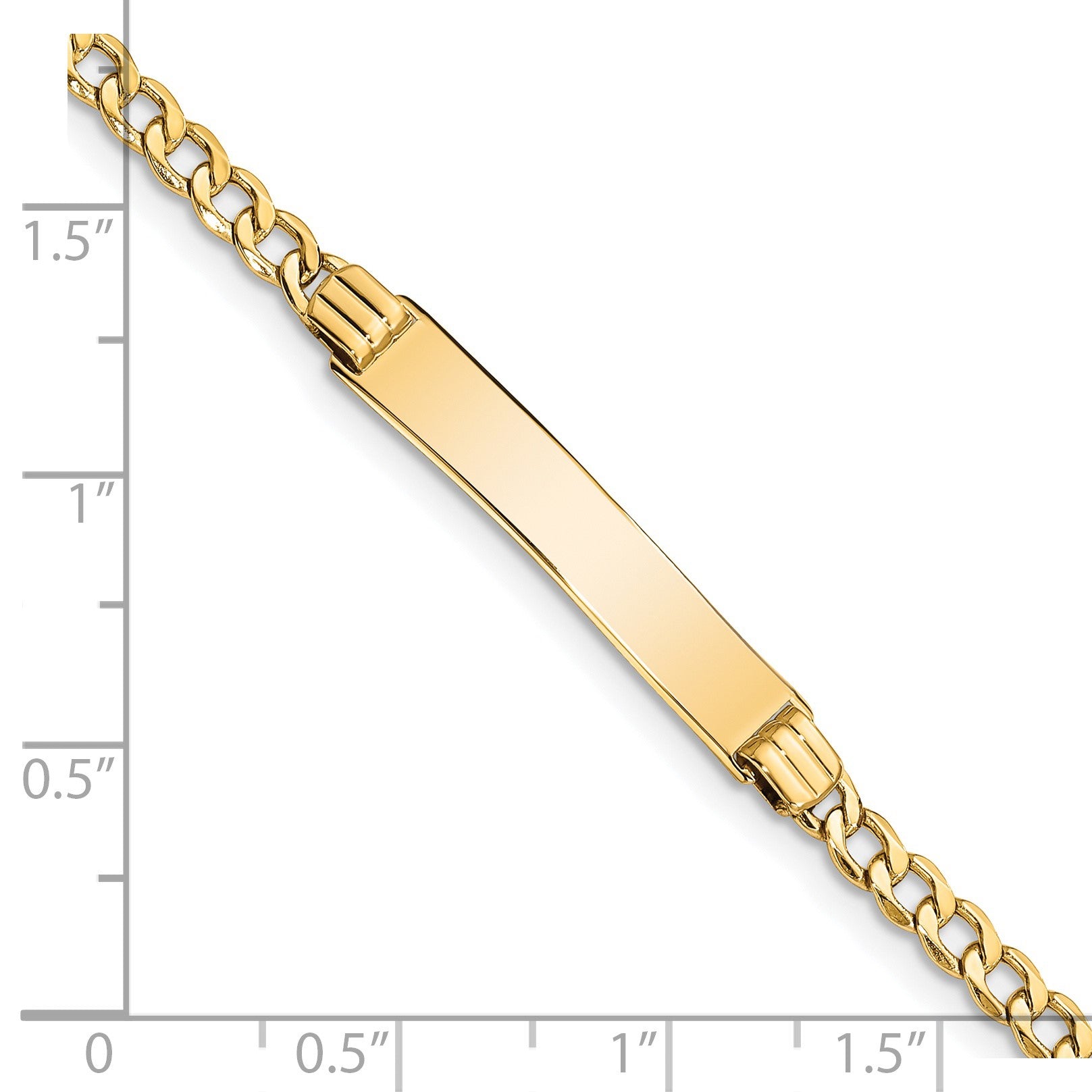 14k Polished Semi-Solid Chain/Solid Plate Cuban Link 25.5x5mm Plate 8 inch ID Bracelet