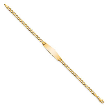 14k Polished Semi-Solid Chain/Solid Plate Cuban Link Soft Diamond Shape 25.5x7.5mm Plate 7 inch ID Bracelet
