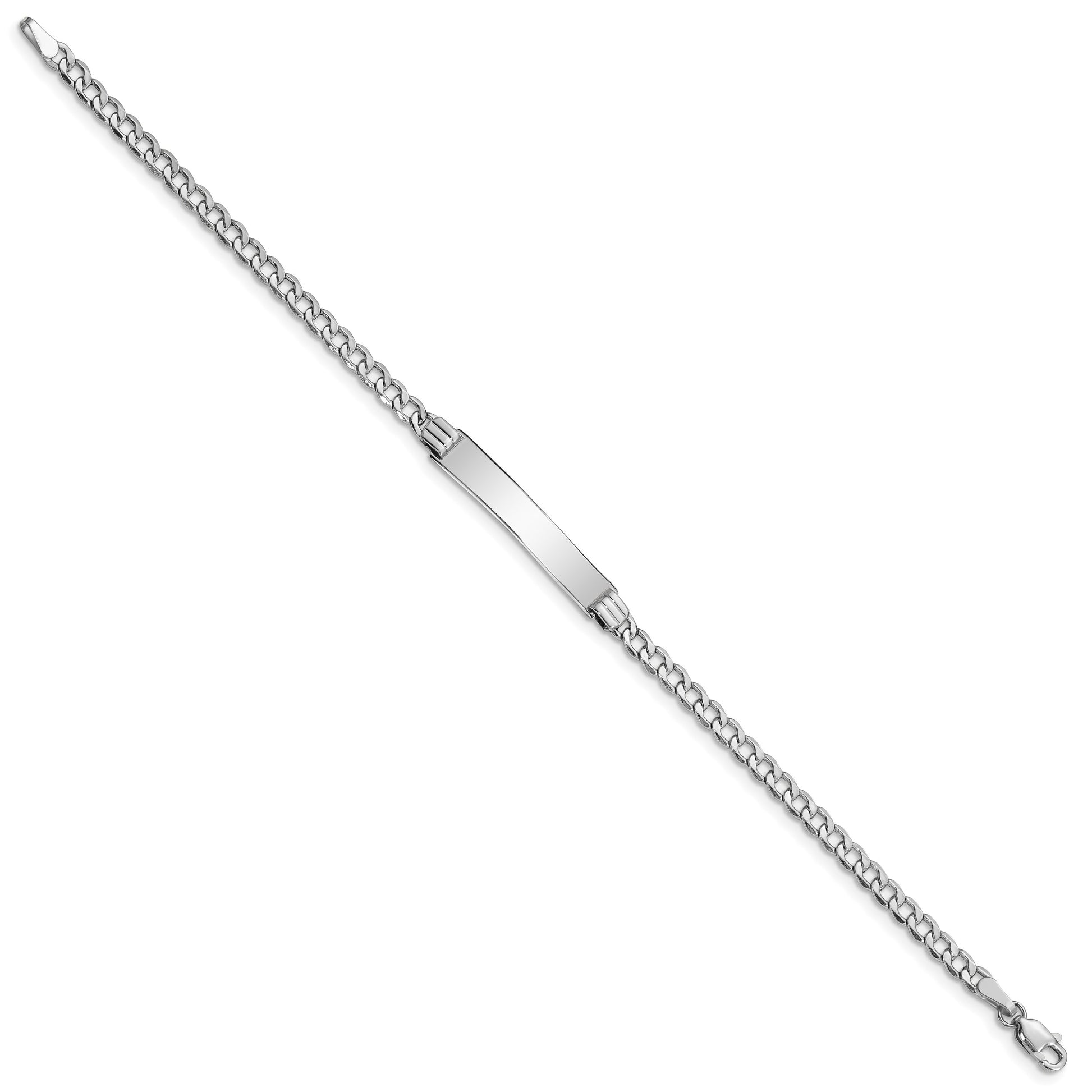 14k White Gold Polished Semi-Solid Chain/Solid Plate Cuban Link 26x5mm Plate 8 inch ID Bracelet