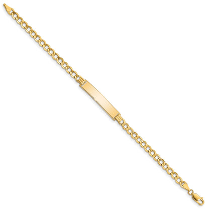 14k Polished Semi-Solid Chain/Solid Plate Curb Link 33x6.75mm Plate 7 inch ID Bracelet