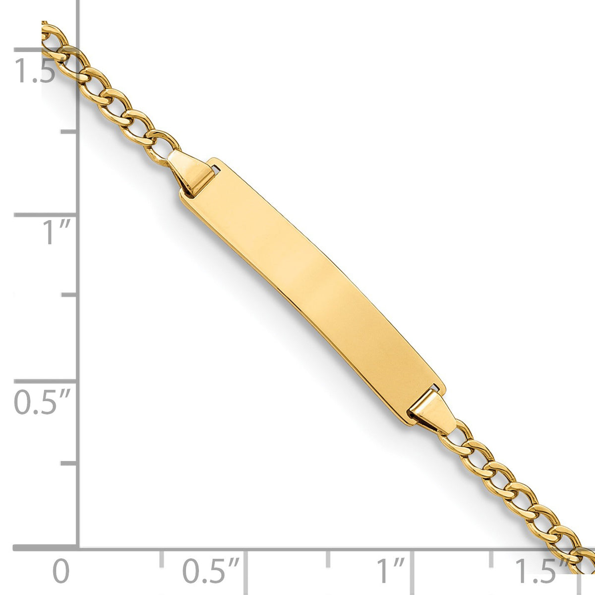 14k Polished Semi-Solid Chain/Solid Plate Cuban Link 23x4.3mm Plate 7 inch ID Bracelet