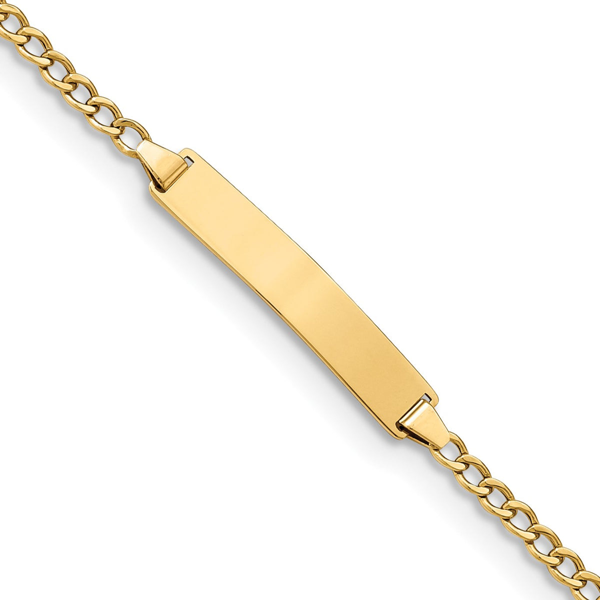 14k Polished Semi-Solid Chain/Solid Plate Cuban Link 23x4.3mm Plate 7 inch ID Bracelet