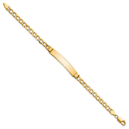 14k Polished Semi-Solid Chain/Solid Plate Cuban Link 35x7mm Plate 8 inch ID Bracelet