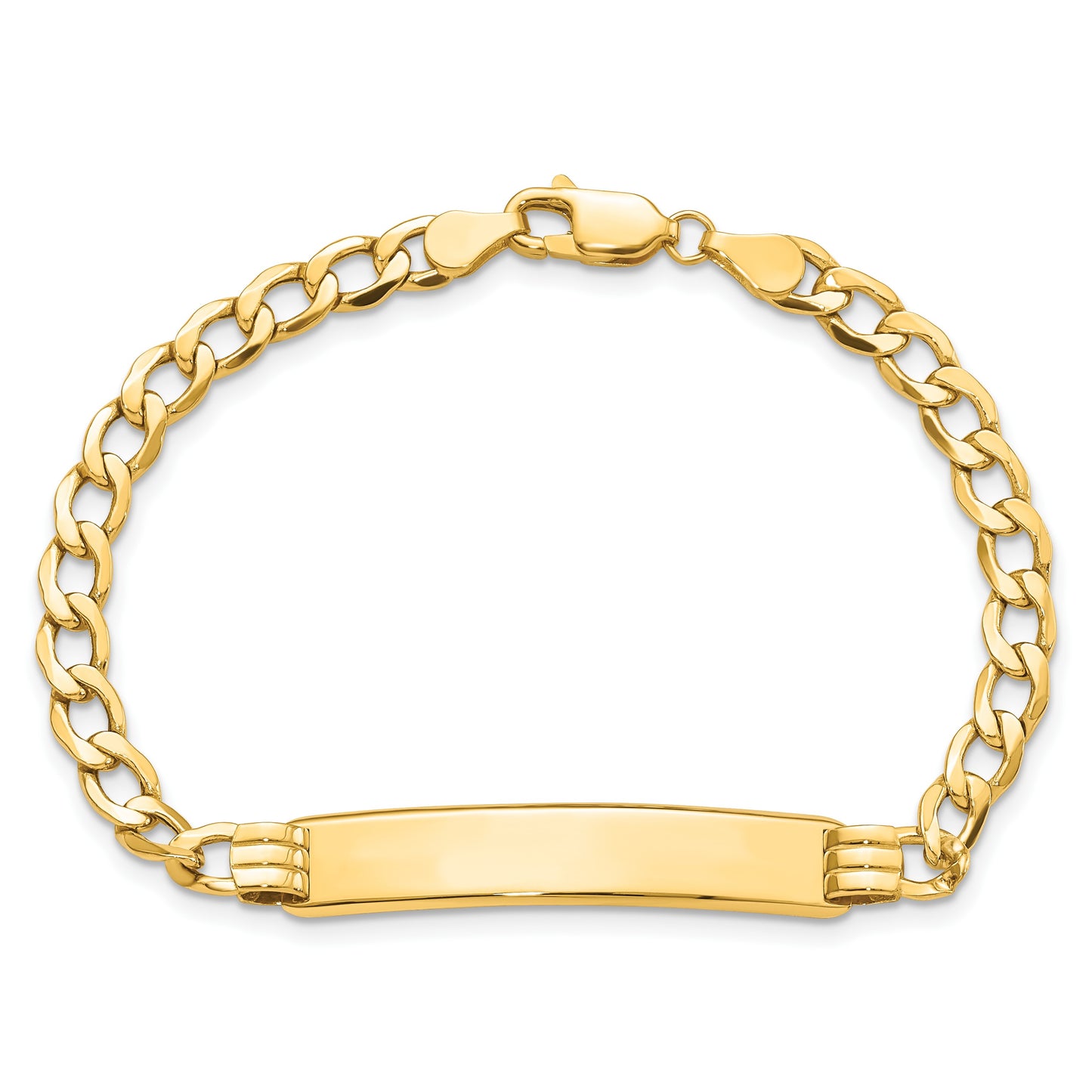 14k Polished Semi-Solid Chain/Solid Plate Cuban Link 35x7mm Plate 8 inch ID Bracelet
