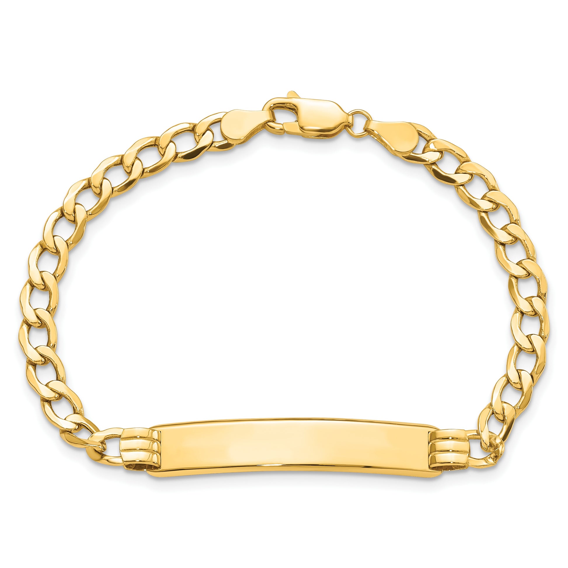 14k Polished Semi-Solid Chain/Solid Plate Cuban Link 35x7mm Plate 8 inch ID Bracelet