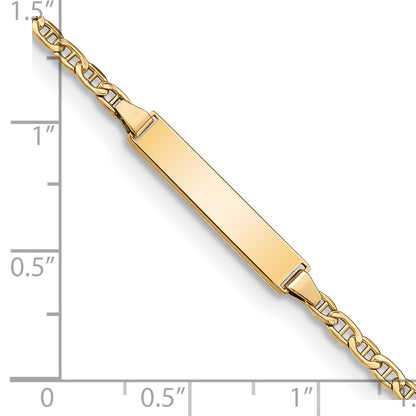 14k Polished Semi-Solid Chain/Solid Plate Anchor Link 20.5x4.5mm Plate 6 inch Baby/Child ID Bracelet