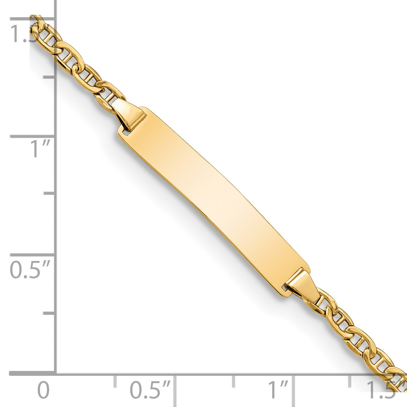 14k Polished Semi-Solid Chain/Solid Plate Anchor Link 23x4.5mm Plate 7 inch ID Bracelet