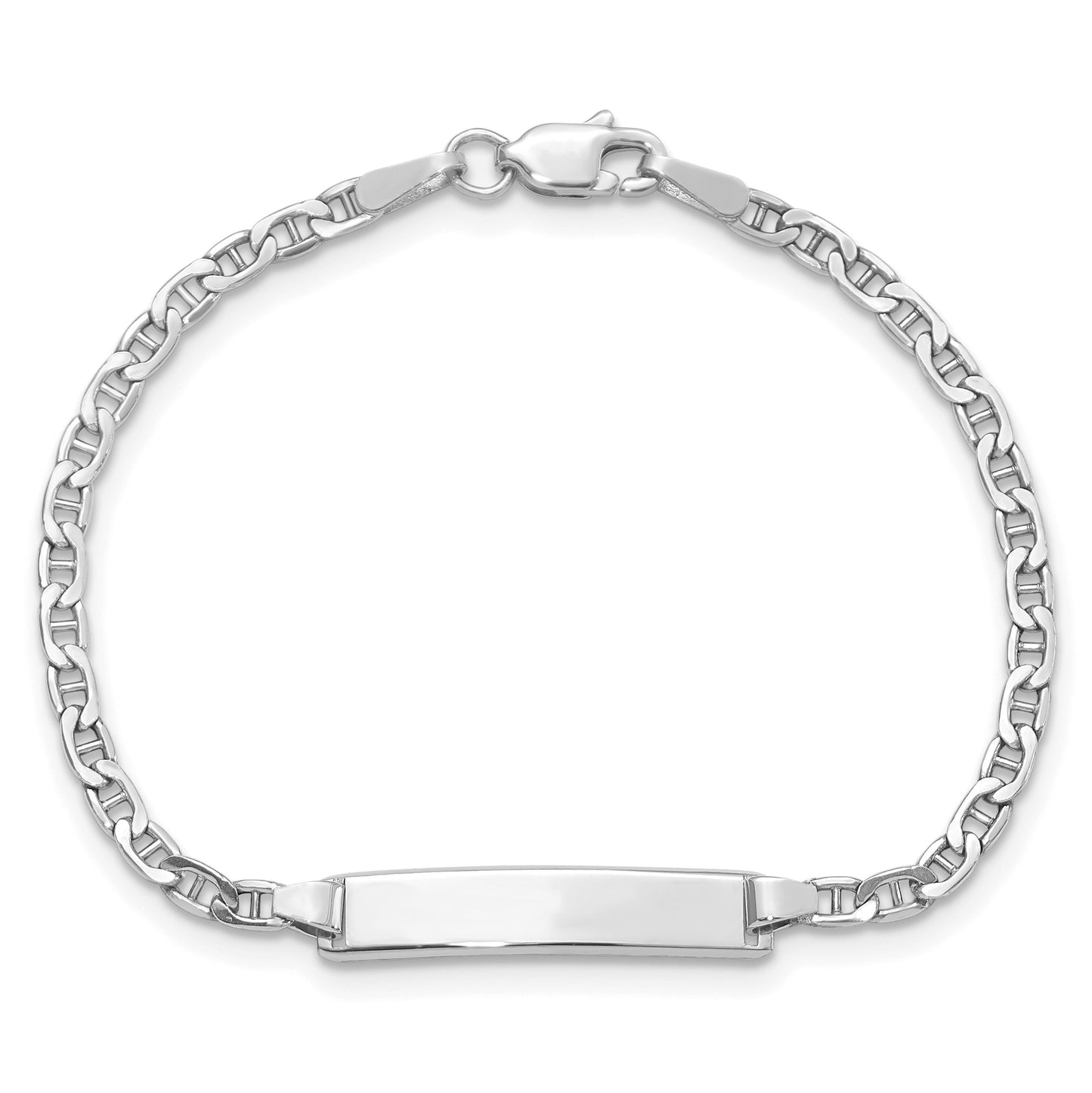 14k White Gold Polished Semi-Solid Chain/Solid Plate Anchor Link 20x4.5mm Plate 5.5 inch Baby/Child ID Bracelet