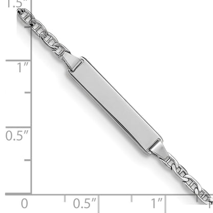 14k White Gold Polished Semi-Solid Chain/Solid Plate Anchor Link 20x4.5mm Plate 5.5 inch Baby/Child ID Bracelet
