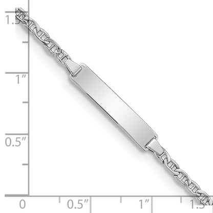 14k White Gold Polished Semi-Solid Chain/Solid Plate Anchor Link 20.5x4.5mm Plate 7 inch ID Bracelet