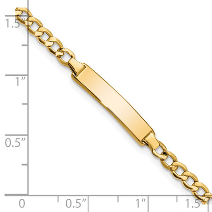 14k Polished Semi-Solid Chain/Solid Plate Cuban Link 23.5x4.5mm Plate 6 inch Baby/Child ID Bracelet