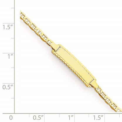 14k Polished Solid Chain/Solid Plate Anchor Link 18.5x5mm Plate 6 inch Baby/Child ID Bracelet