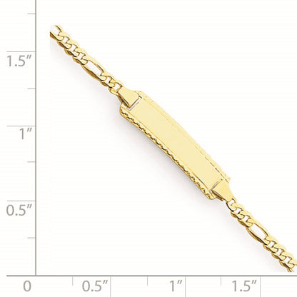 14k Polished Solid Chain/Solid Plate Figaro Link 18.5x5mm Plate 6 inch Baby/Child ID Bracelet